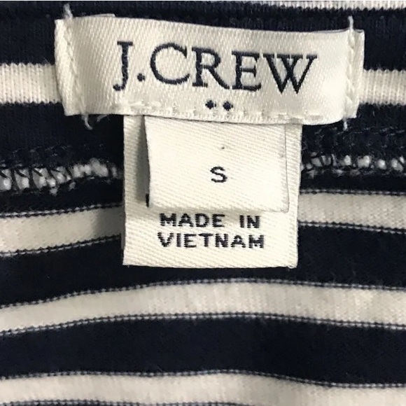 J CREW 100% Cotton Striped Ruffle Navy Blue Sundress Casual Dress S Small 4 6 - Picture 10 of 12